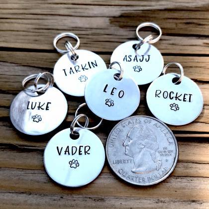 Simple name and paw print pet tag, ..
