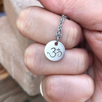Tiny Dainty Om Symbol Disc Necklace