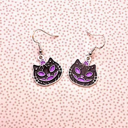 Black Cat Earrings, Halloween Accessories, Cat..