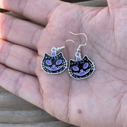 Black Cat Earrings, Halloween Accessories, Cat..
