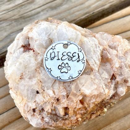 Pet Name Id Tag, Dog Tag, Hand Stamped Dog Tag,..