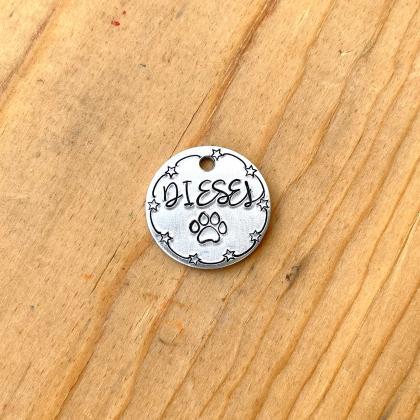 Pet Name Id Tag, Dog Tag, Hand Stamped Dog Tag,..