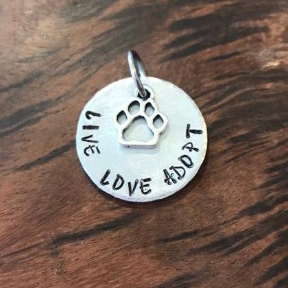Live Love Adopt Aluminum Pet Tag