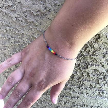 Pride jewelry, Chain Beaded Rainbow..