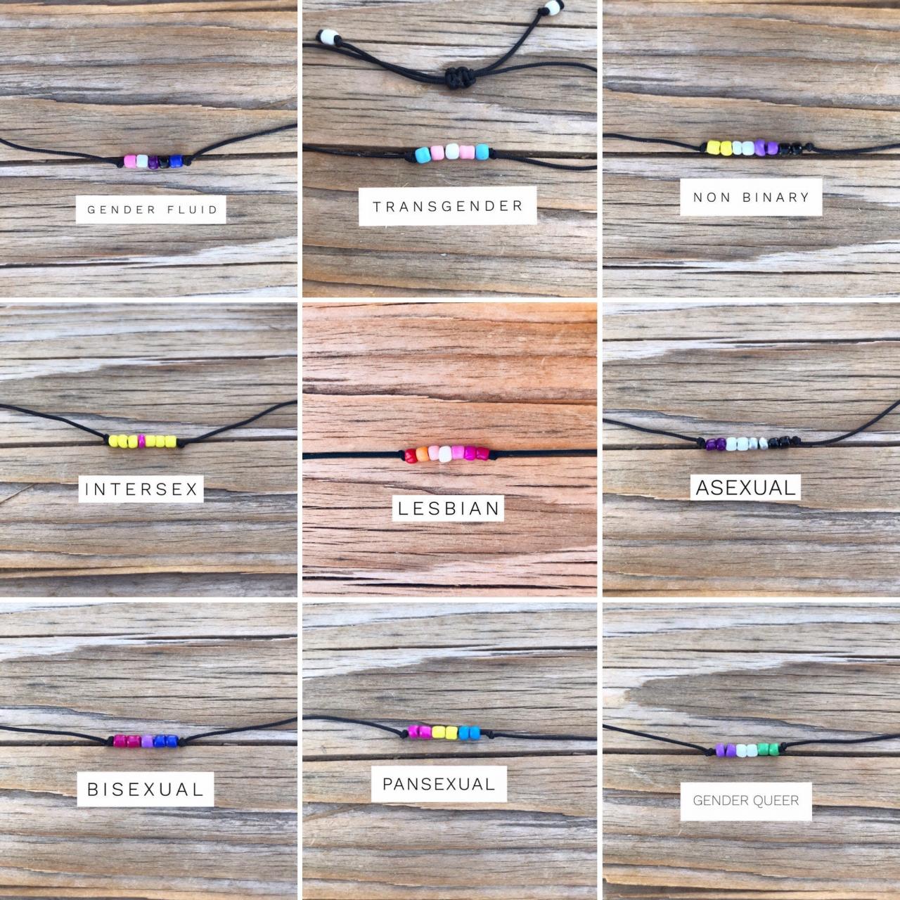 Beaded Pride Flag Bracelet, Classic Pride Accessories, Coming Out Gift, Rainbow, Bracelet Or Anklet With Black Adjustable Cord Love Is Love