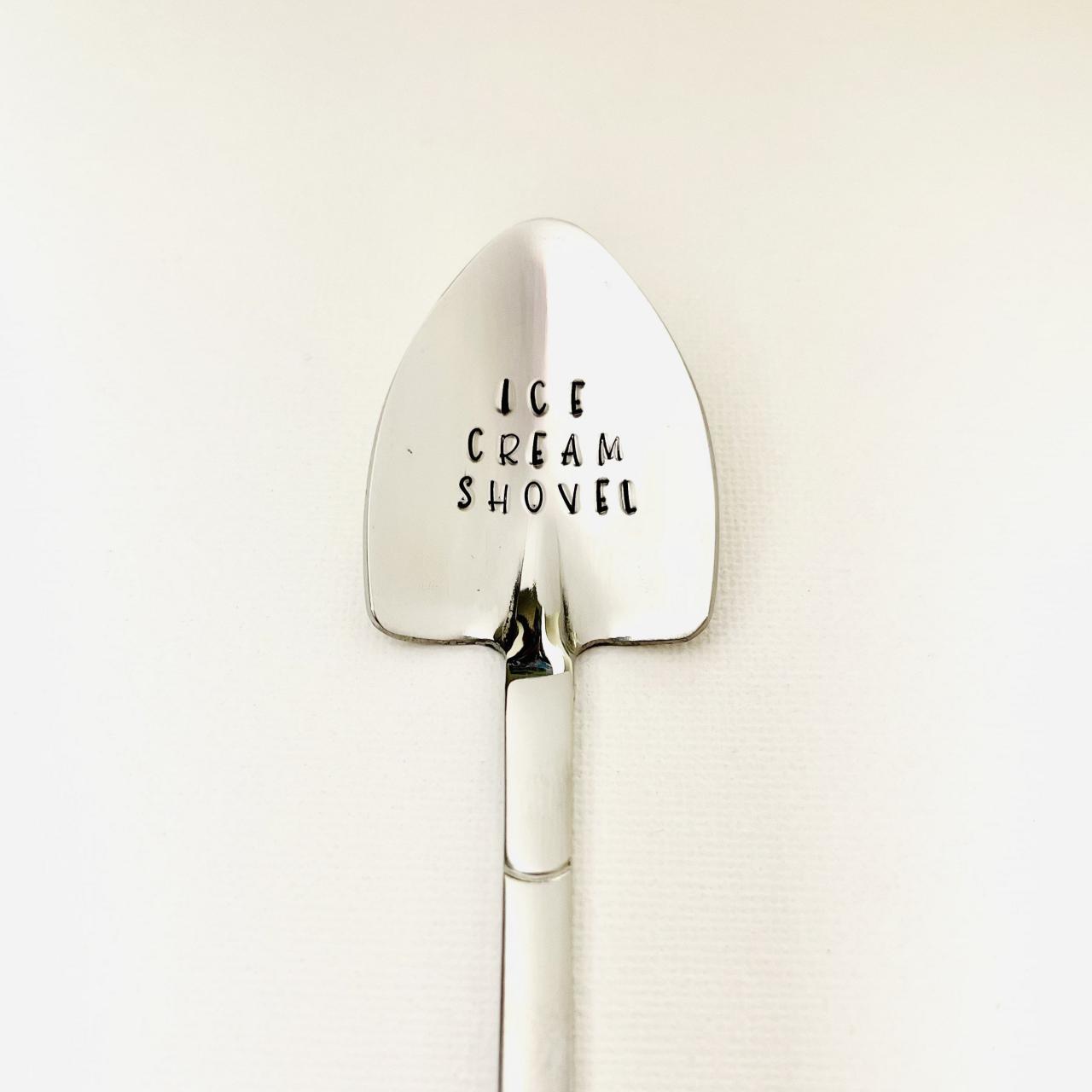 Ice Cream Shovel, Spoon, Custom, Personalized, Customizable Gift, Stamped Metal, Dad Gift, Silver Metal, Decorative Spoon