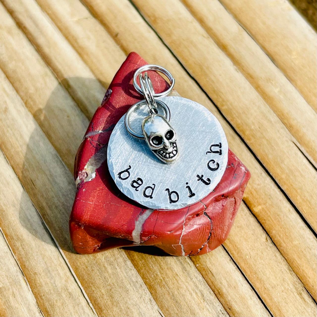 Bad Bitch Dog Tag, pet tag, hand stamped metal tag, stamped metal,Light Weight, Aluminum, Personalized tag, customizable, custom,