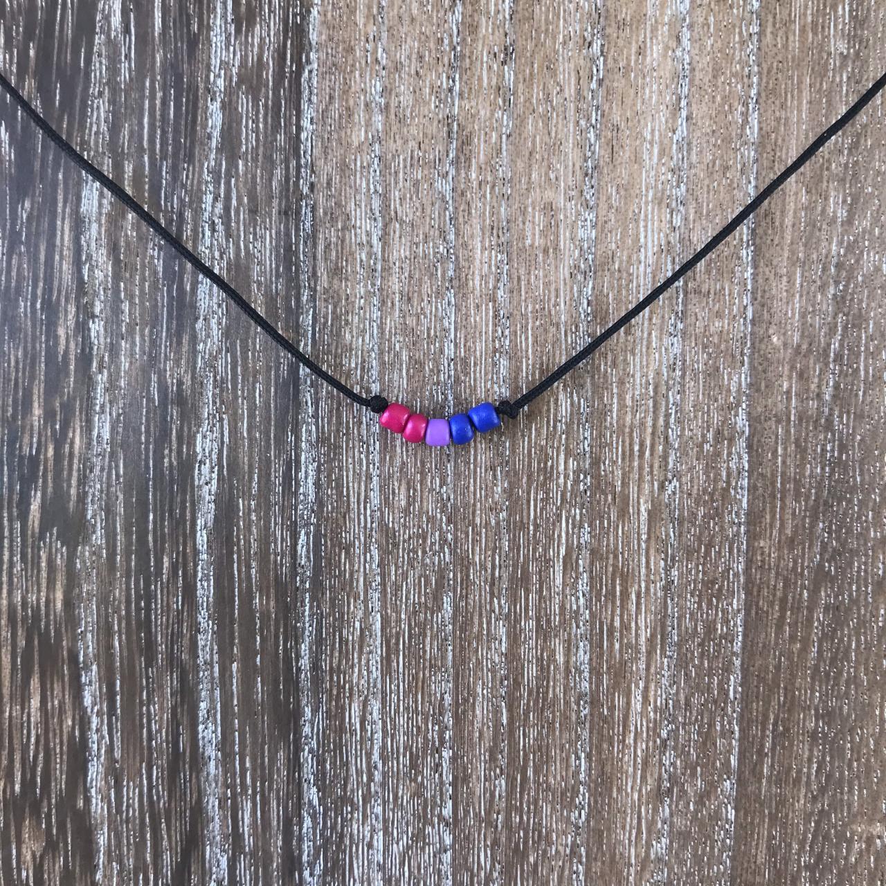 Pride Jewelry, Necklace Choker/necklace, Custom Pride Beaded Rainbow With Black Cord And Lobster Claw Clasp, Love Is Love