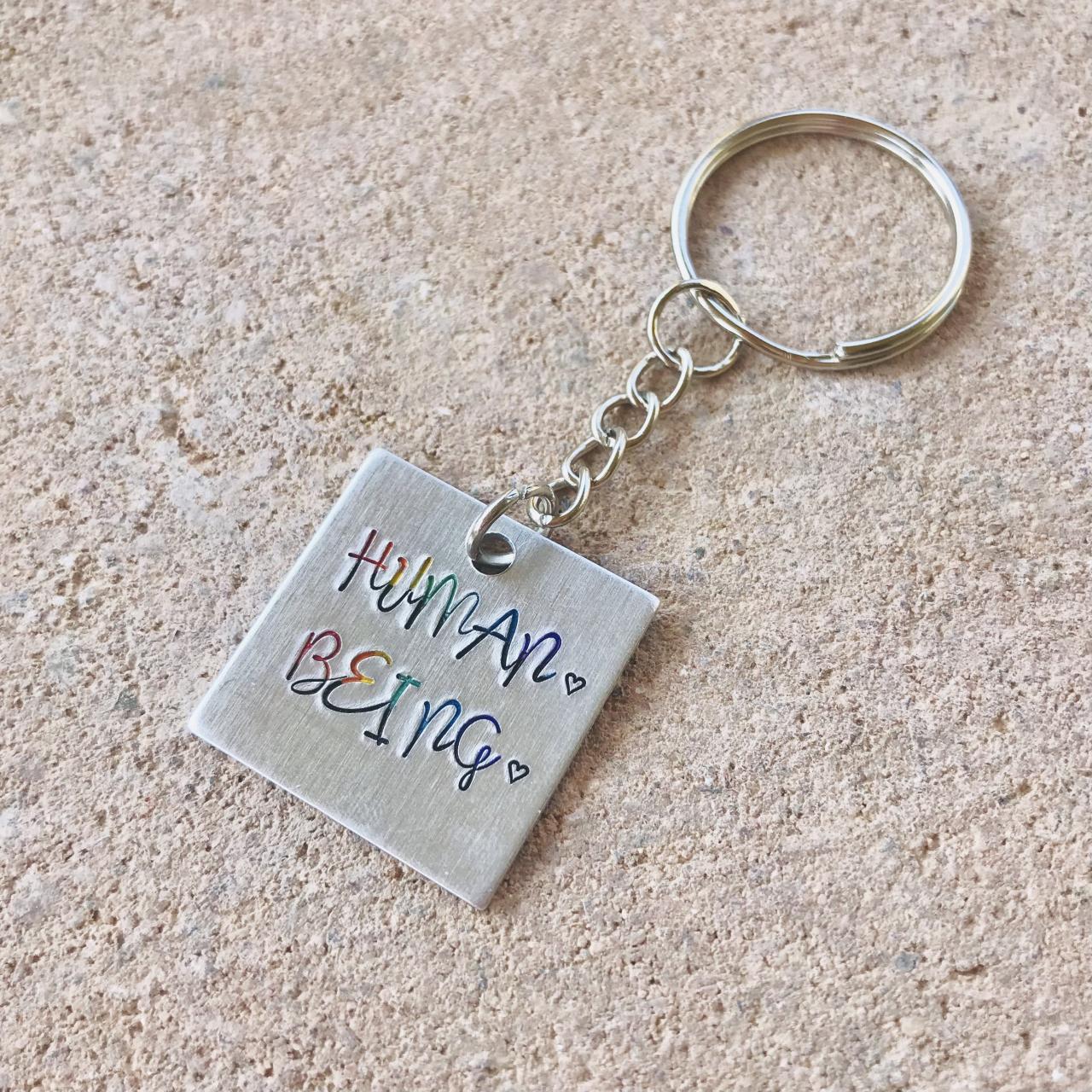 Human being Keychain, Pride, Friend, sister, Rainbow, Backpack Clip, Backpack Charm, Coming Out Gift, Gay Pride, they them, Lightweight
