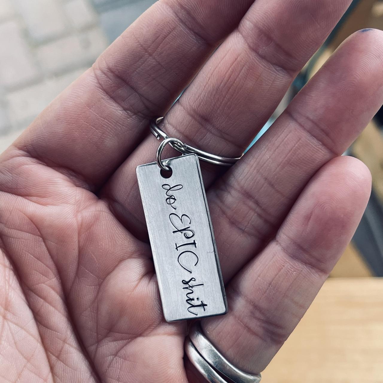 Funny Keychain, Do Epic Shit, Hand Stamped, Custom Keychain. Initials, Name, Customizable