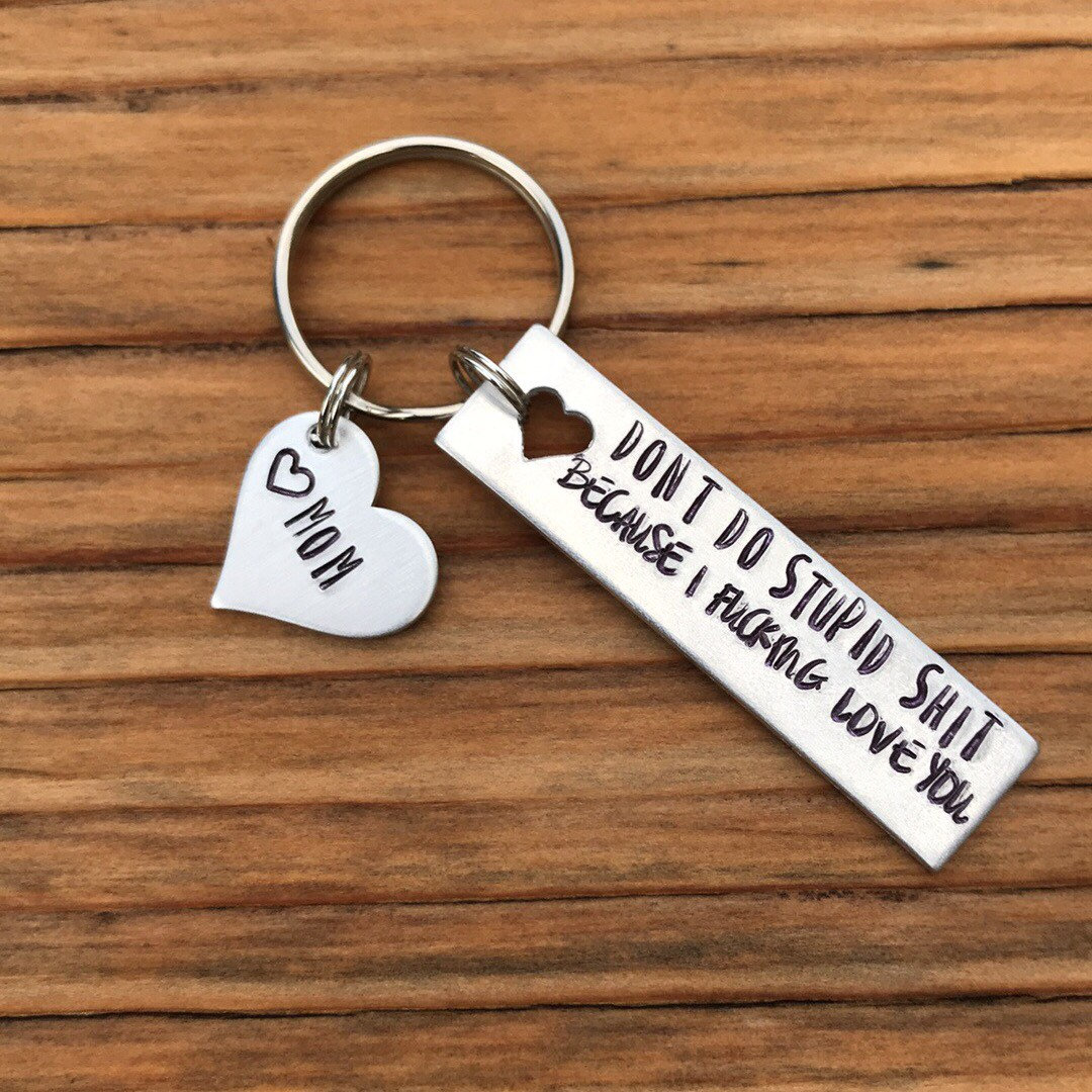 Hand stamped, custom keychain. Initials, name, customizable
