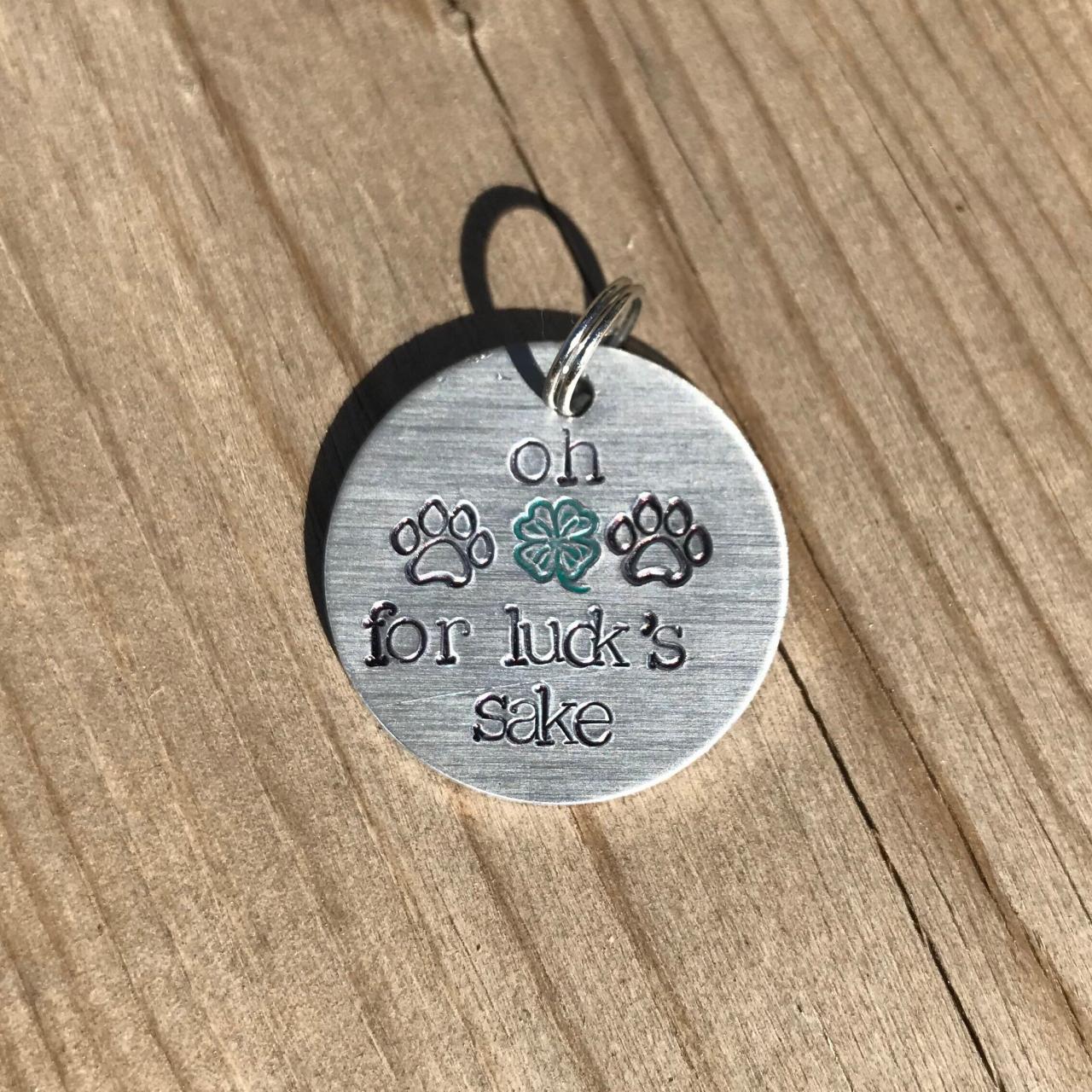 Clover, st pattys day, green, saint Patrick’s day, pet tag, oh for lucks sake, custom, hand made
