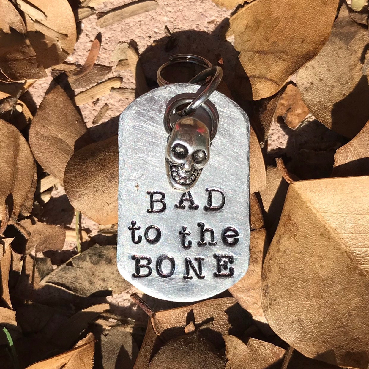 Bad To The Bone Light Weight Aluminum Pet Tag