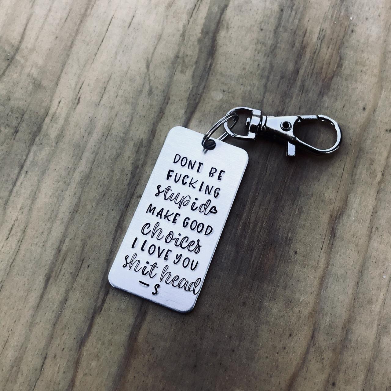 Shit Head Keychain, Funny, Cuss Words, Silver Color Metal, Lightweight Aluminum, Love, Thoughtful Gift, Shit Head