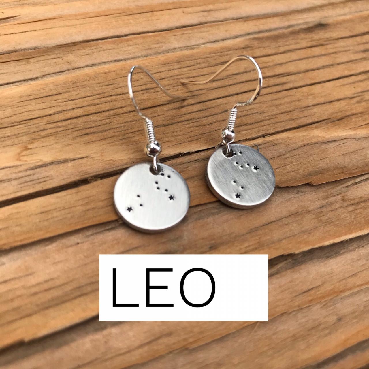 Earrings,leo, Zodiac, Constellation, Earrings, Witchy, Silver, Stars, Star, Rising, Sun, Moon, Star Sign, Zodiac Sign, Sun Sign, Rising Sign