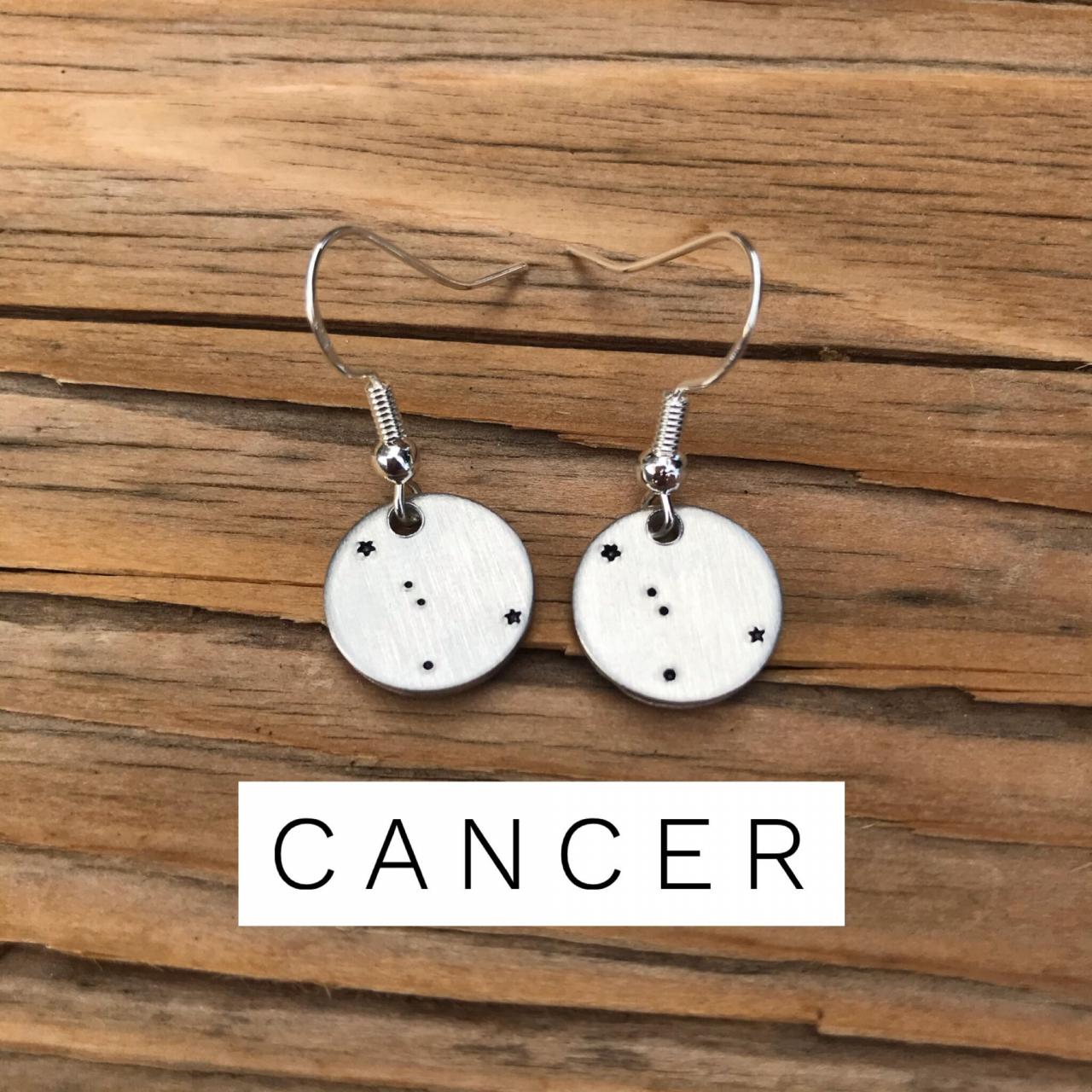 Earrings, Cancer, Zodiac, Constellation, Witchy, Silver, Stars, Star, Rising, Sun, Moon, Star Sign, Zodiac Sign, Sun Sign, Rising Sign