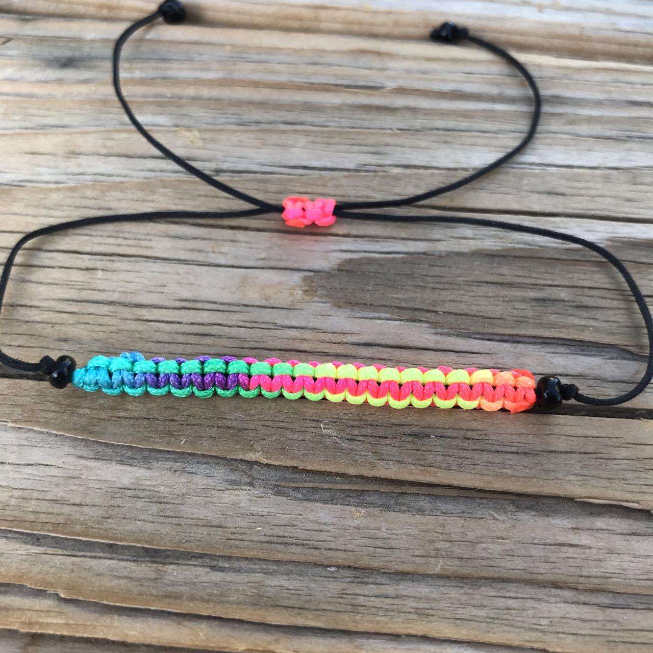 Pride Braided Rainbow Bracelet or Anklet With Black Adjustable Cord love is Love