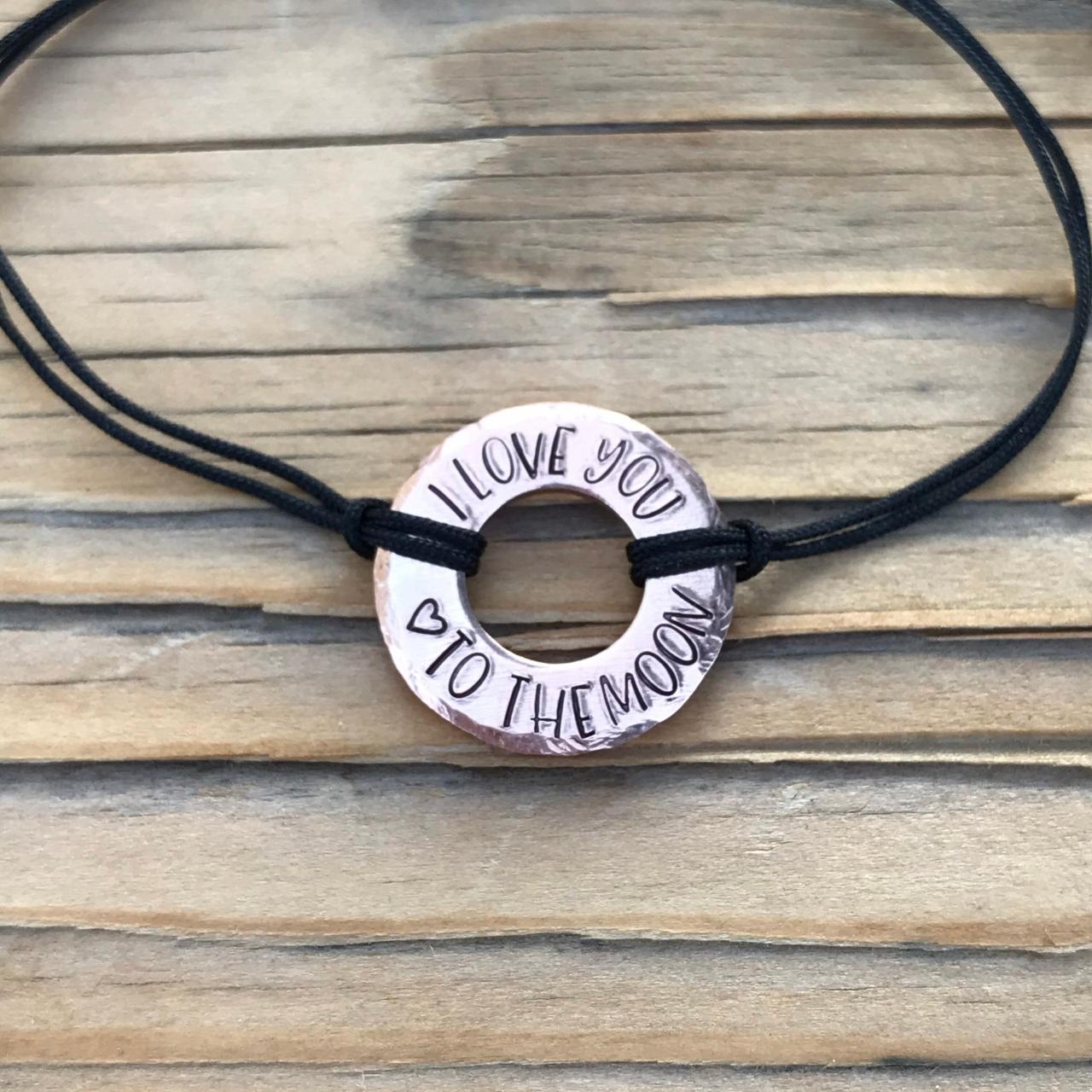 I Love You To The Moon Thick Gauge Genuine Copper Washer Bracelet