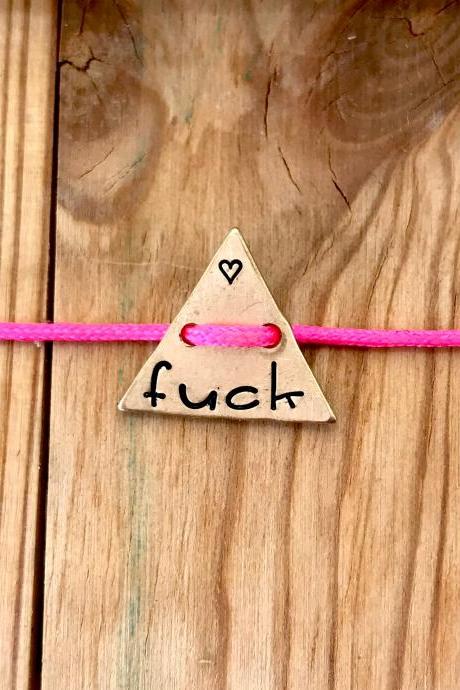 Hand stamped fuck bracelet, Cuss word Bracelet, gift for sister, gift for them, sweary jewelry, stamped metal, birthday present, best friend