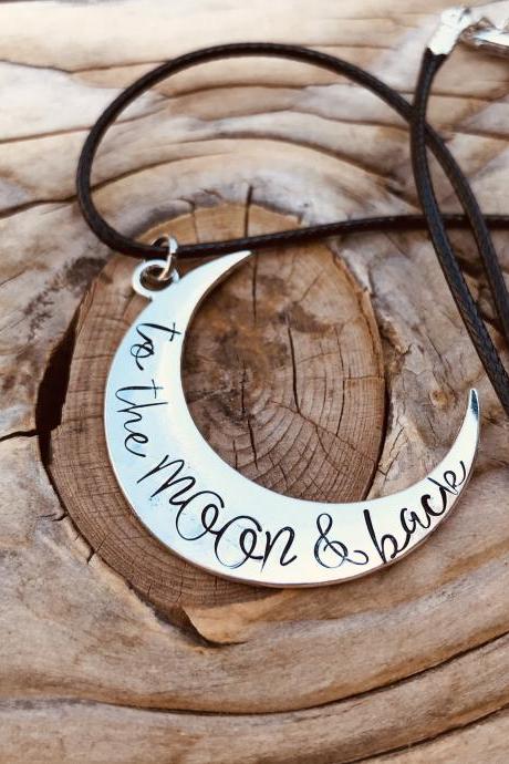 Beautiful Antique Silver Moon Necklace To The Moon &amp;amp;amp; Back, I Love You, Witch, Celestial, Magic