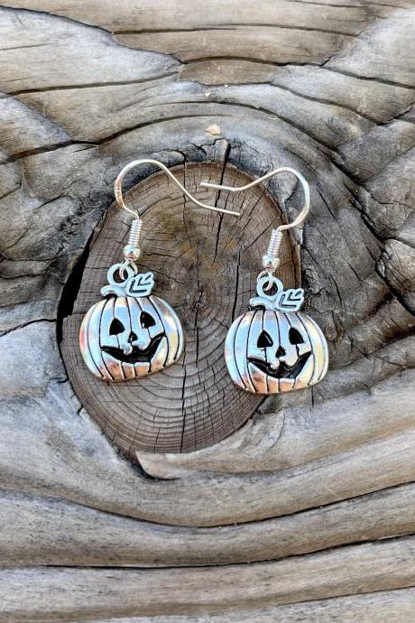 Hypoallergenic Halloween Earrings, Halloween Accessories, Jack O Lantern Jewelry, Pumpkin Earrings, Sterling Silver, Trick Or Treat,