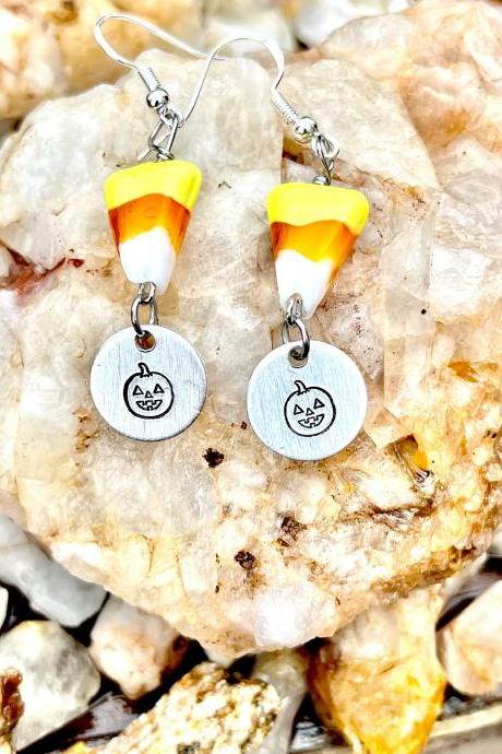 Hypoallergenic Halloween Earrings, Spooky Accessories, Hand Stamped Metal, Metal Stamped, Witches And Ghouls, Trick Or Treat, Jack O Lantern