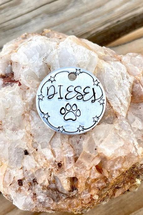 Pet name ID tag, dog tag, hand stamped dog tag, stamped metal,Light Weight, Aluminum, Personalized dog tag, custom dog tag