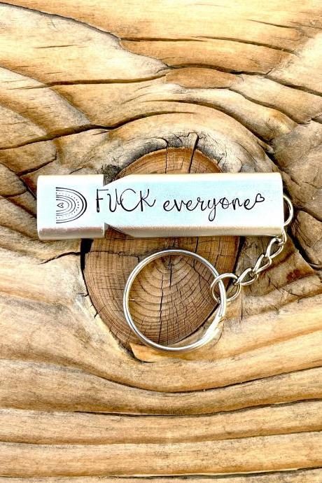 Murderino quote accessory, WHISTLE keychain, Stay Sexy Don’t Get Murdered, hand Stamped, personalized keychain, murderino, weet woo, fuck