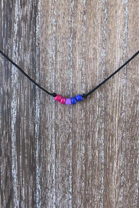 Pride Jewelry, NECKLACE Choker/necklace, Custom Pride Beaded Rainbow With Black Cord and lobster claw clasp, Love Is Love