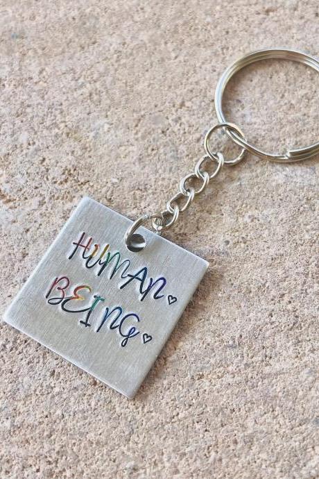 Human being Keychain, Pride, Friend, sister, Rainbow, Backpack Clip, Backpack Charm, Coming Out Gift, Gay Pride, they them, Lightweight