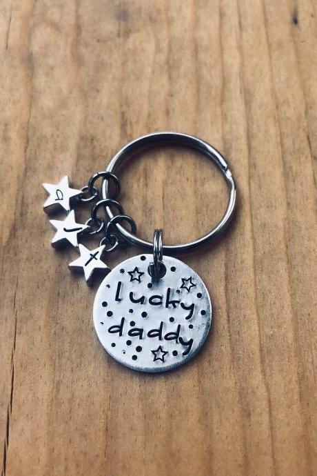 Personalized gifts for dad, Daddy, Father’s Day, Papa Keychain,Hand stamped, Fully custom Initials, Grandpa, dad gift, thoughtful, Lucky