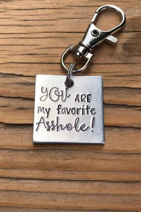 You Are My Favorite Asshole, Silver Color Metal, Lightweight Aluminum, Love, Thoughtful Gift, Keychain