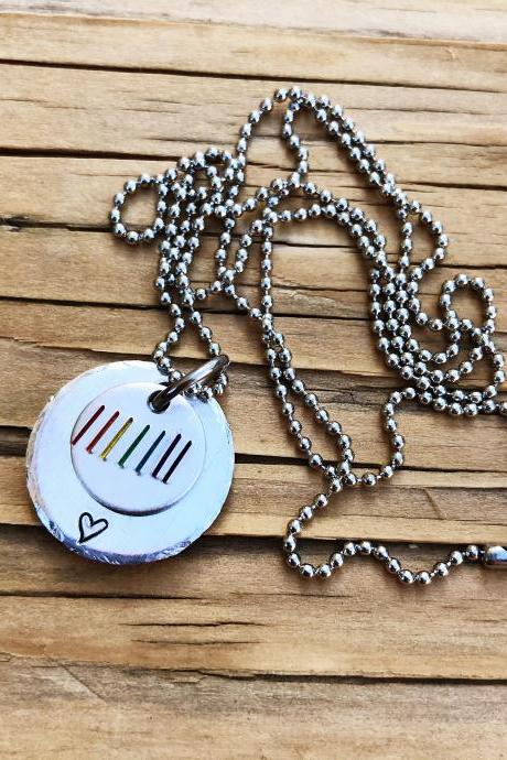Pride Jewelry, 2 Disc Rainbow Pride Love, Ball Chain, Aluminum Fancy, Lightweight, Love, Thoughtful Gift, Necklace, Silver