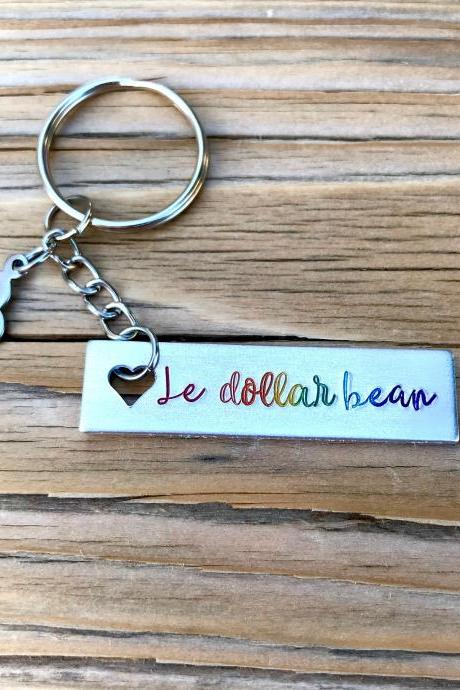 LeDollarBean, lesbian, Le Dollar Bean, Pride, keychain with rainbow letters