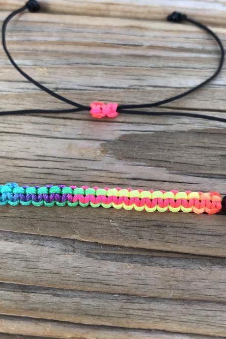 Pride Braided Rainbow Bracelet Or Anklet With Black Adjustable Cord Love Is Love