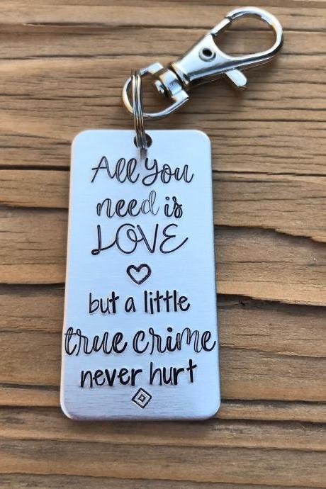 True Crime and Love is all you need keychain