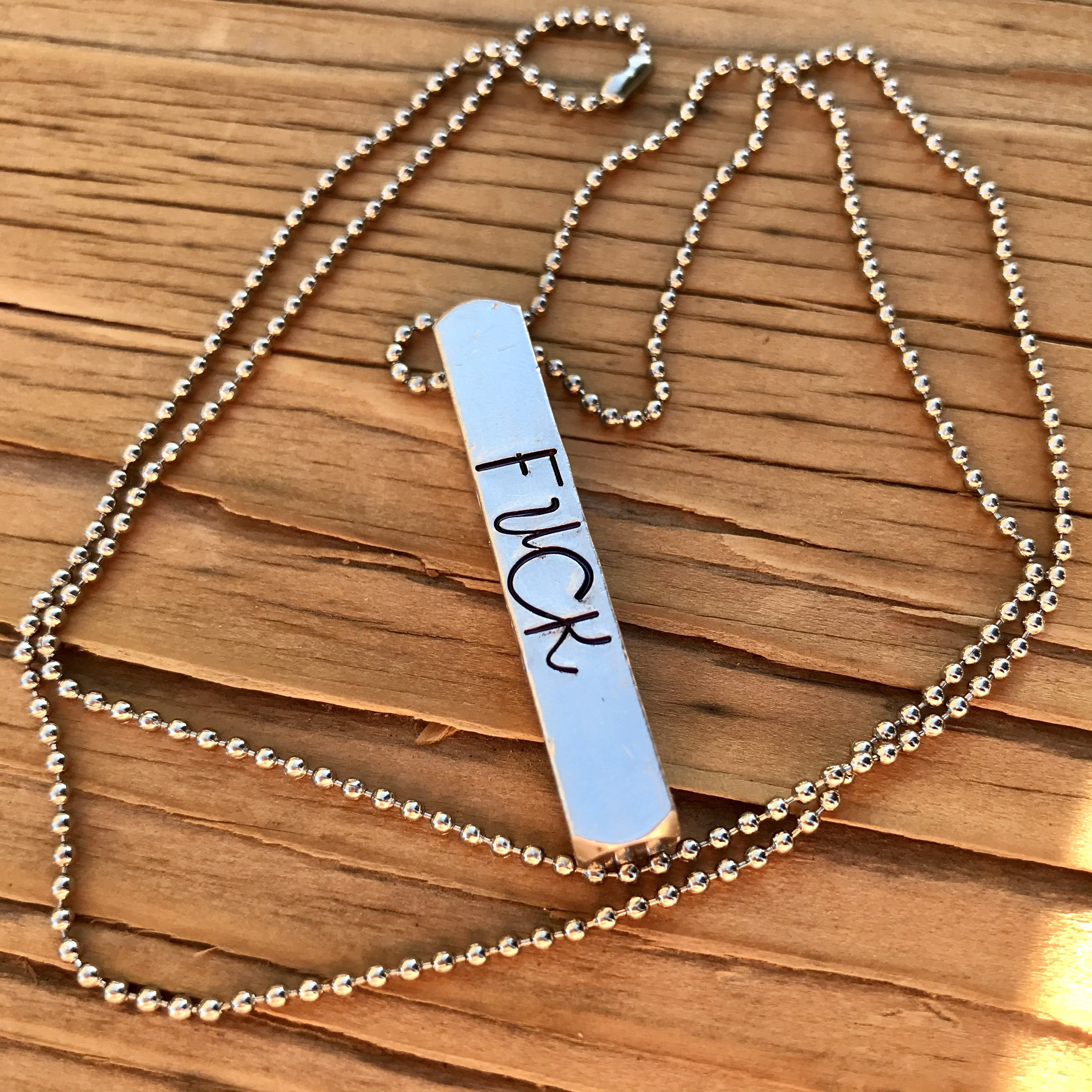 3d Rectangle Curse Word, Ball Chain, Silver Metal, Fancy, Lightweight ...